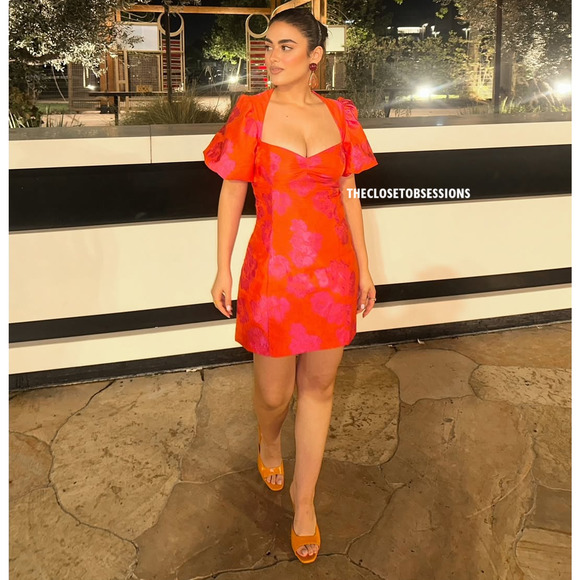 ZARA Open Back Mini Dress Puff Sleeve Fuchsia NWT - Picture 14 of 16